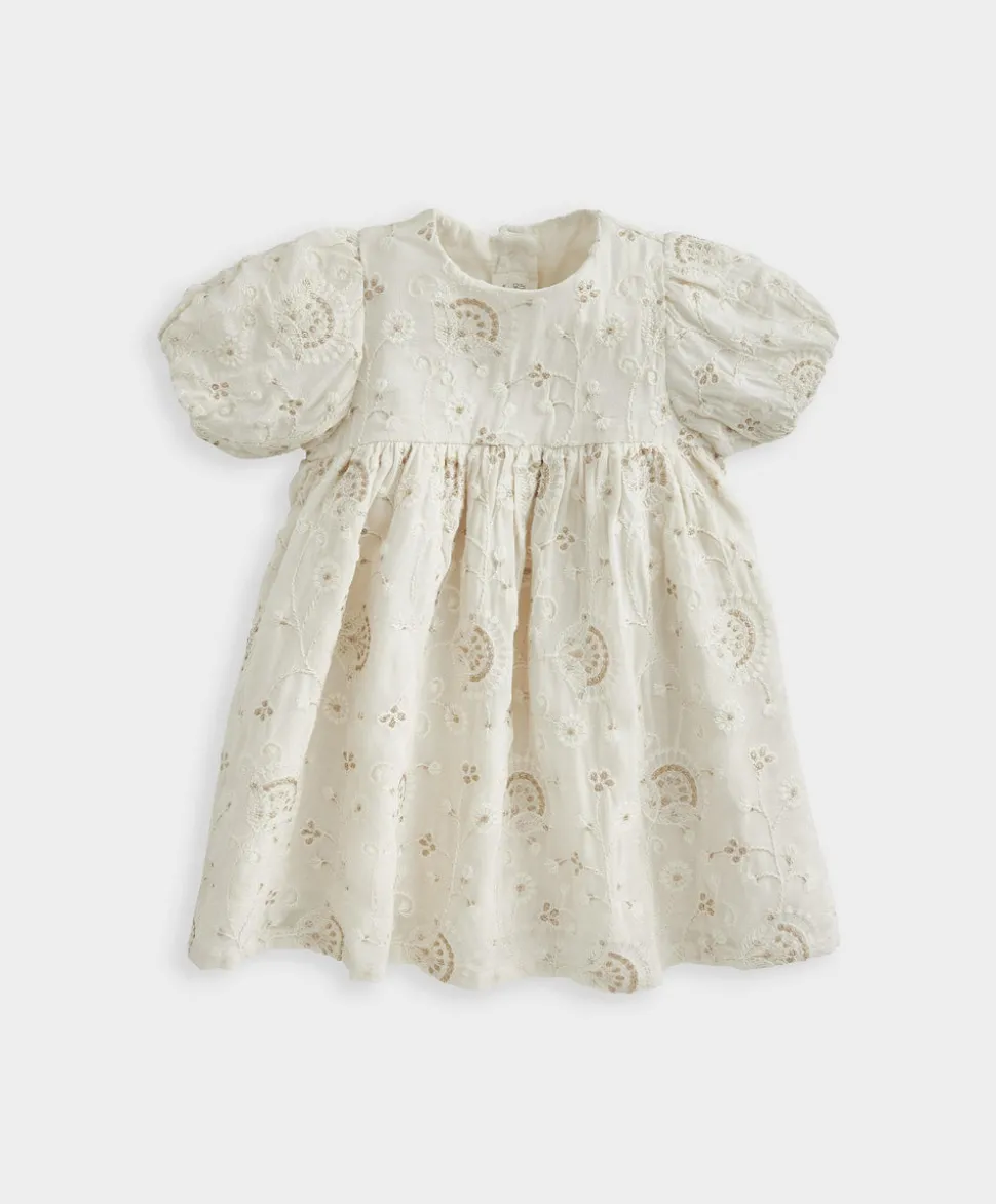 Embroidered Puff Short Sleeve Dress