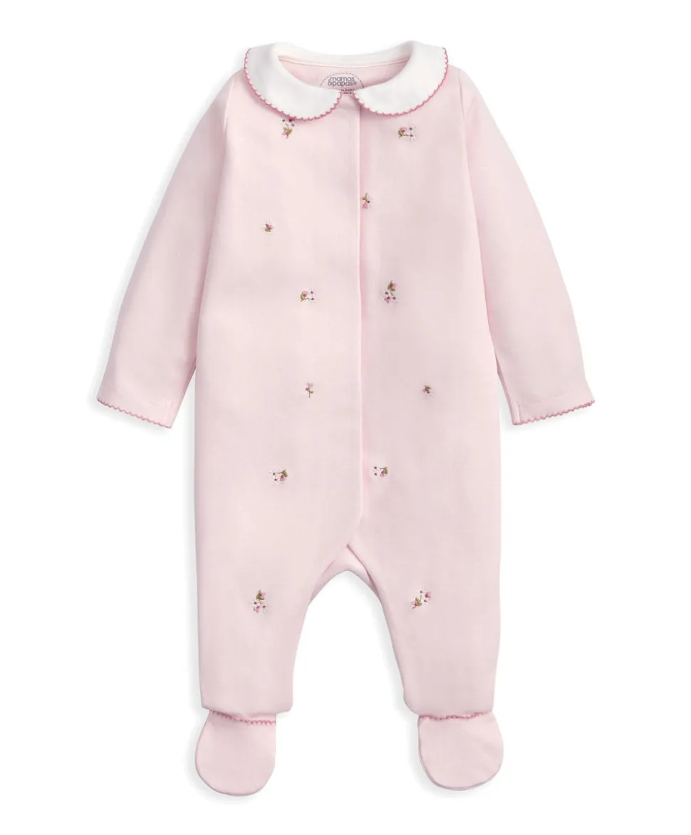 Embroidered Romper Hat & Blanket Set (3 Pieces) - Pink