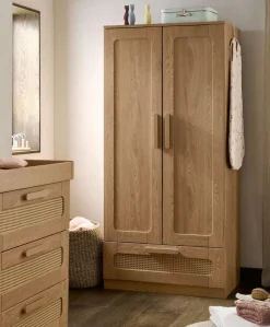 Esna 3 Piece Cotbed Set with Dresser Changer & Wardrobe - Rattan