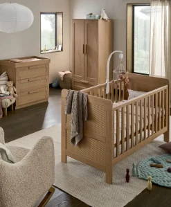 Esna Nursery Bundle with Lua Bedside Crib (6 Piece) – Rattan