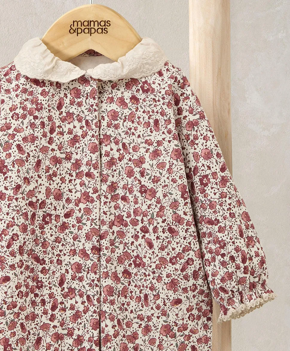 Floral Sleepsuit with Broderie Collar