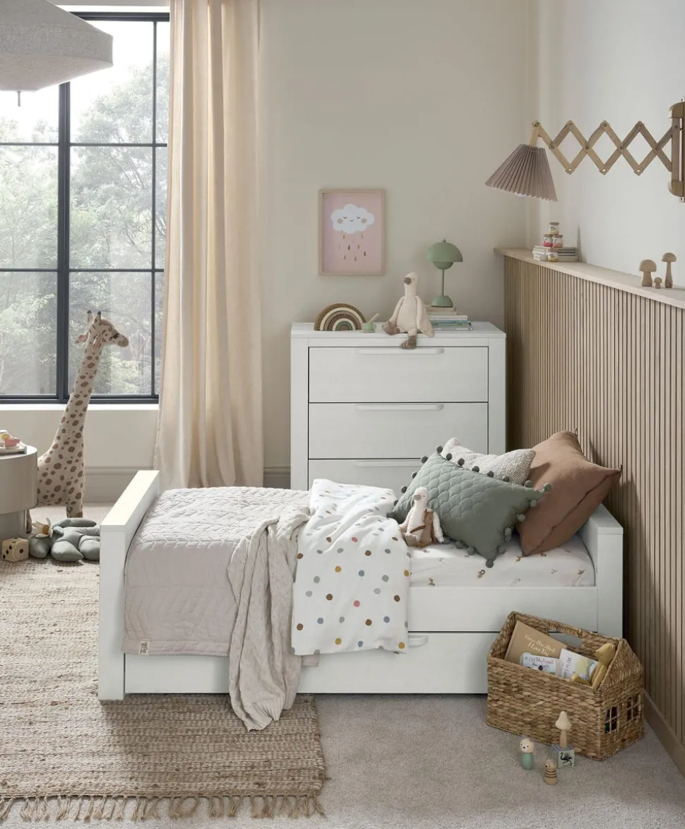 Franklin 3 Piece Cotbed Range with Dresser Changer & Double Wardrobe - White Wash