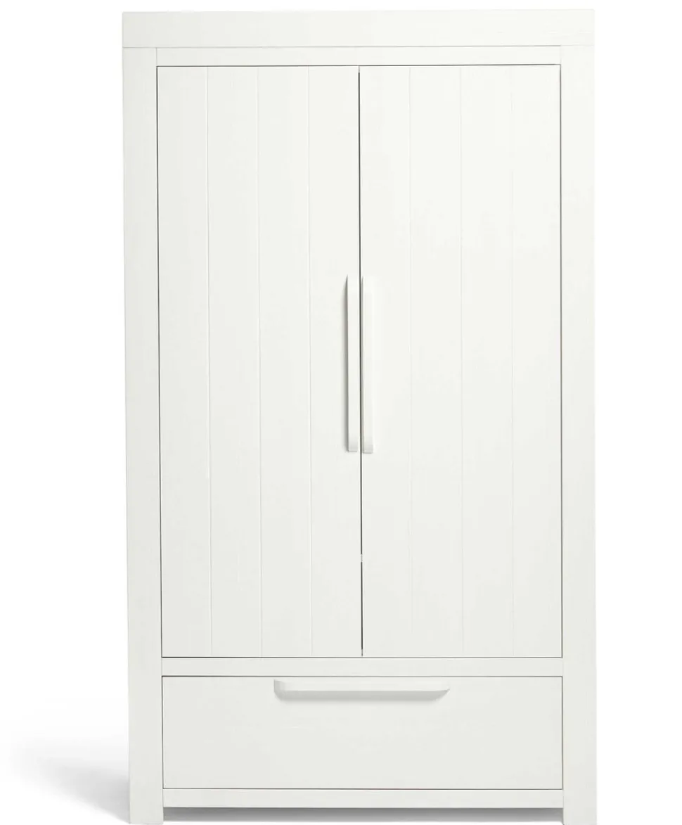 Franklin 3 Piece Cotbed Range with Dresser Changer & Double Wardrobe - White Wash