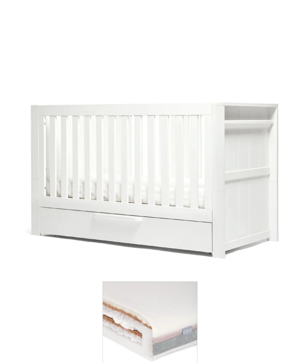 Franklin Cotbed & Luxury Hybrid Twin Mattress Bundle - White Wash