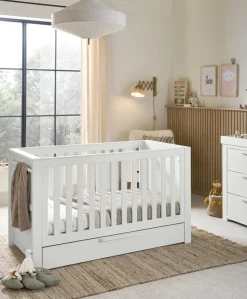 Franklin Cotbed & Luxury Hybrid Twin Mattress Bundle - White Wash
