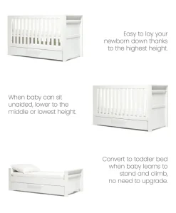 Franklin Nursery Bundle with Lua Bedside Crib (6 Piece) – White Wash