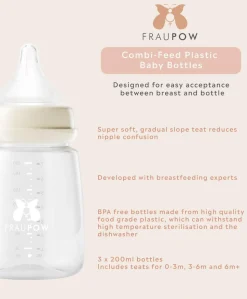 Fraupow Combi-Feed Baby Bottles - (Pack of 3)
