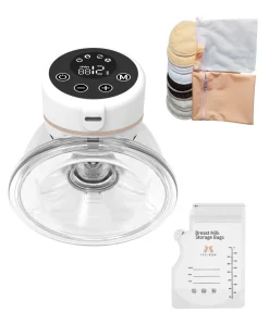 Fraupow Wearable Breast Pump Complete Bundle with Storage Bags & Nursing Pads