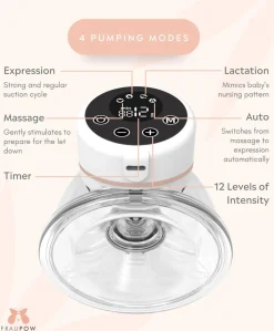 Fraupow Wearable Breast Pump Complete Bundle with Storage Bags & Nursing Pads