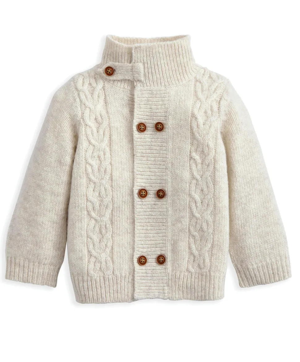 Funnel Neck Cable Knit Cardigan