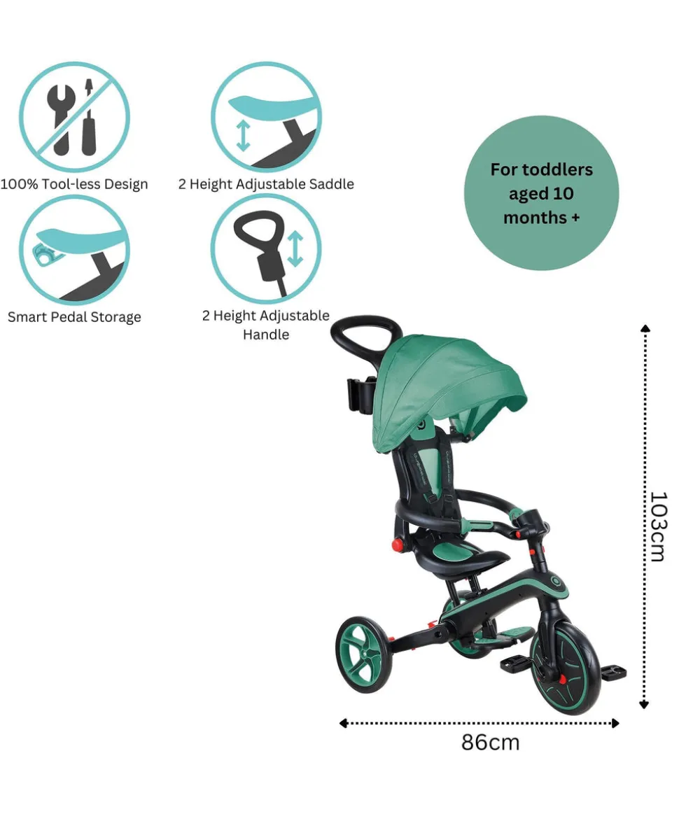 Globber Explorer Foldable 4-in-1 Trike - Olive