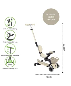 Globber Go Up Baby 360 Lights Scooter – Taupe