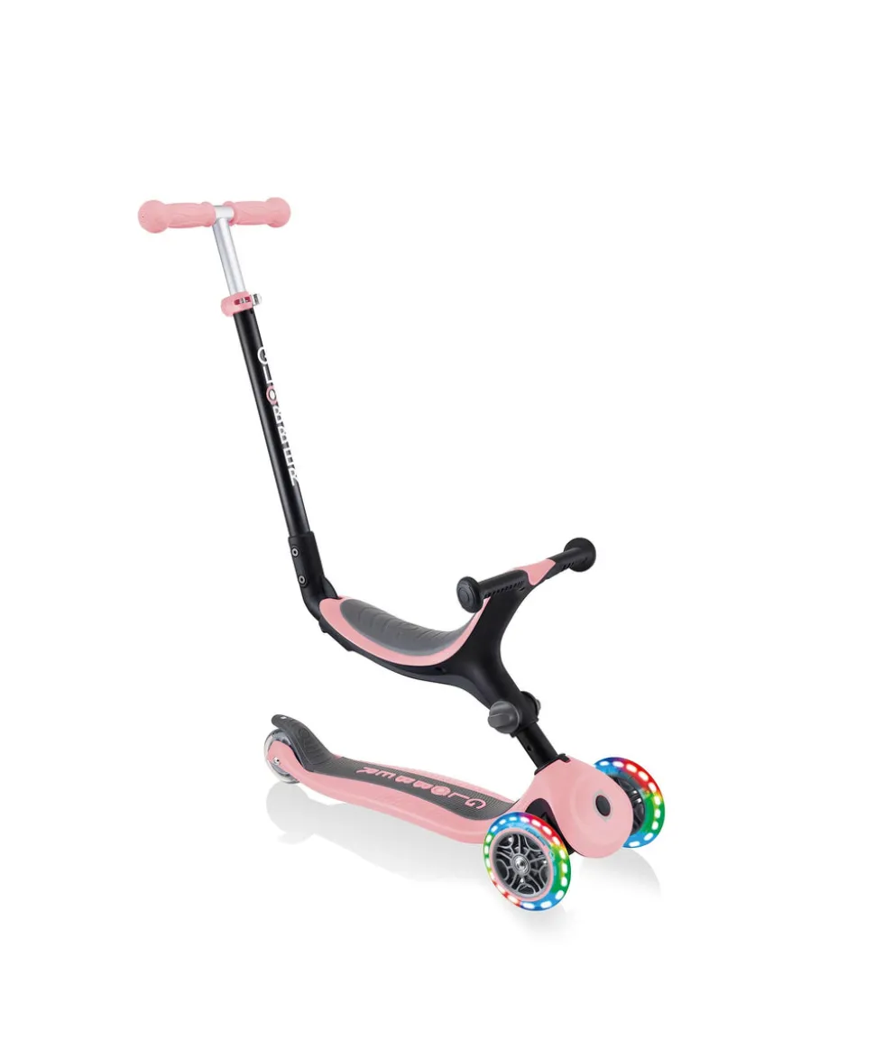 Globber Go Up Foldable Lights Scooter - Pastel Pink