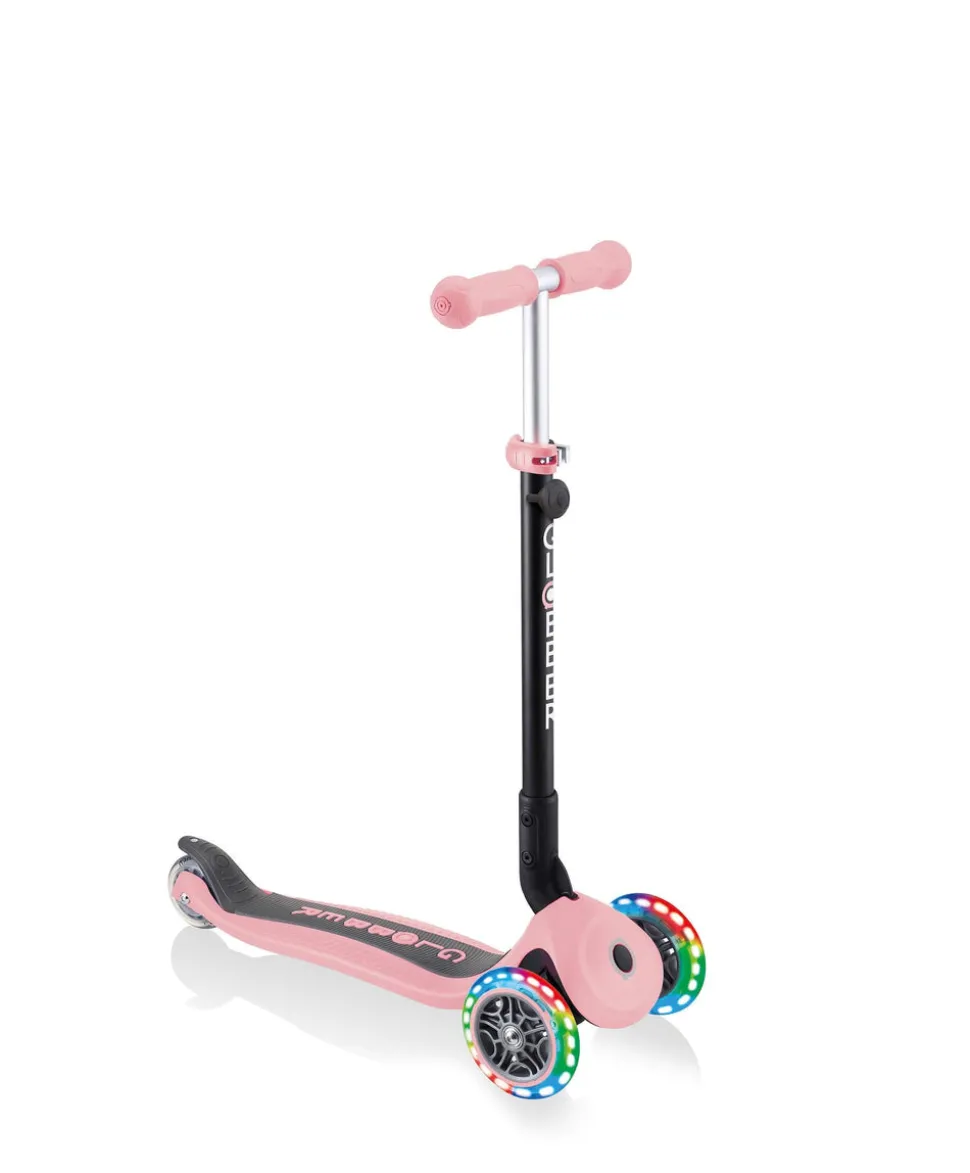 Globber Go Up Foldable Lights Scooter - Pastel Pink