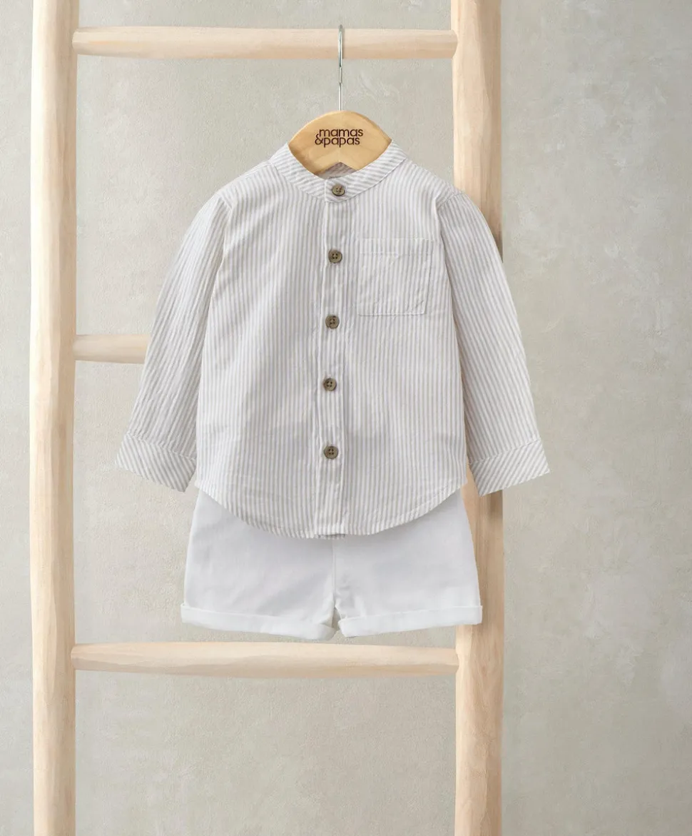 Grandad Collar Shirt & Shorts Set (2 Pieces)
