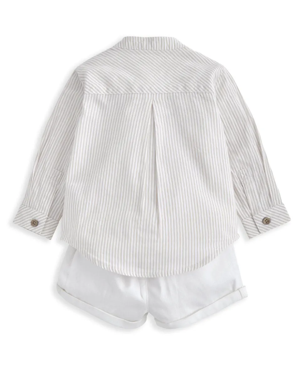 Grandad Collar Shirt & Shorts Set (2 Pieces)