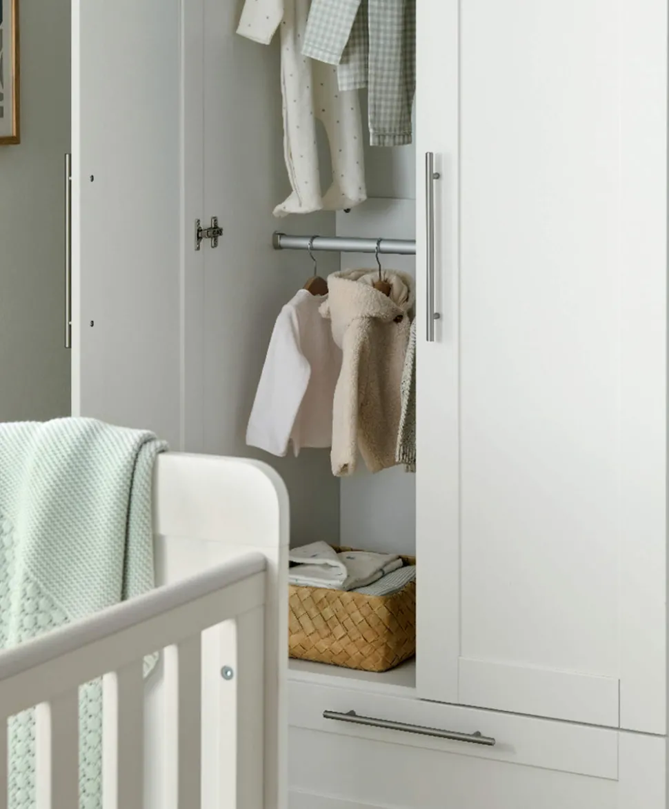 Hampden 3 Piece Cotbed Range with Dresser Changer & Wardrobe - White