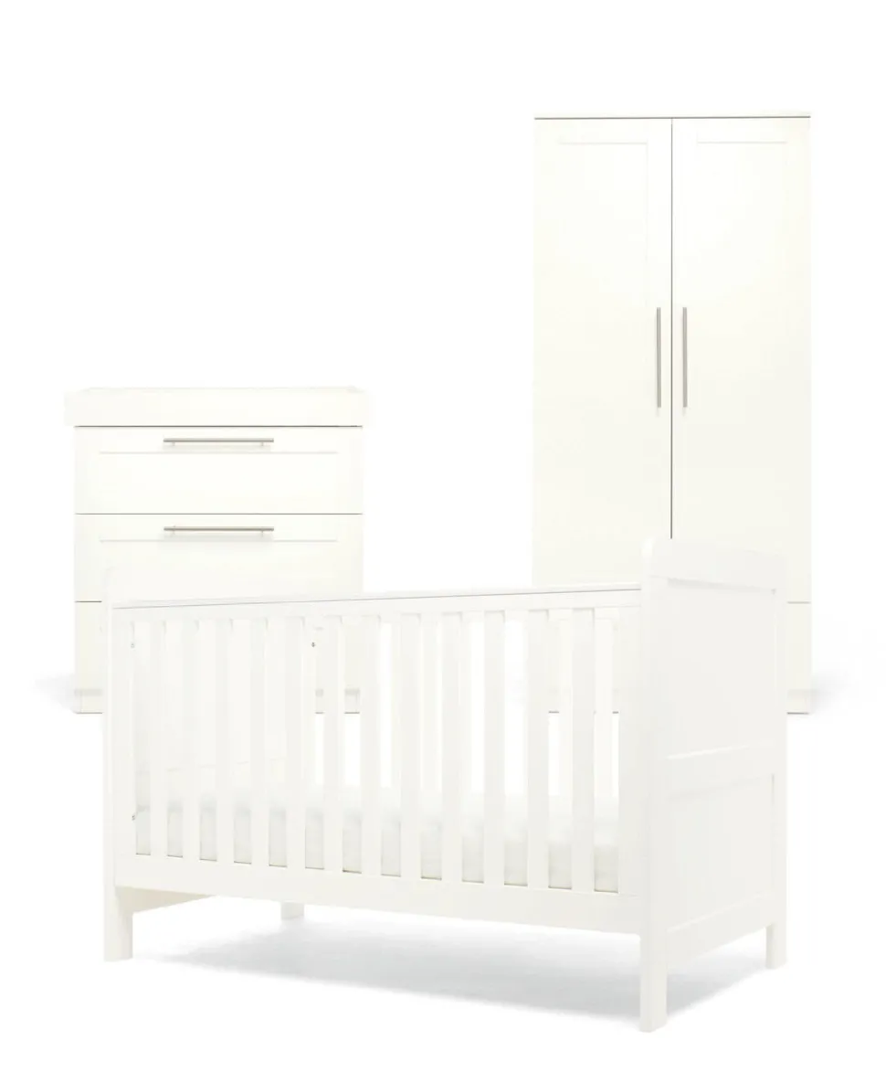 Hampden 3 Piece Cotbed Range with Dresser Changer & Wardrobe - White