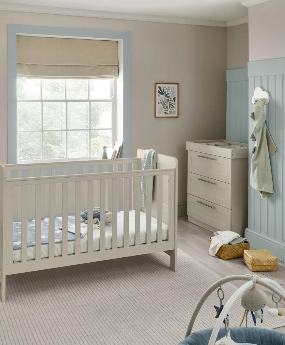 Hampden 2 Piece Cotbed Set with Dresser Changer - Pebble Grey