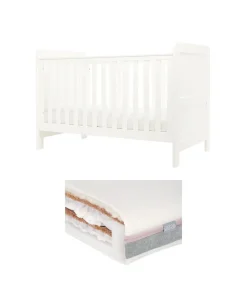 Hampden Cotbed & Luxury Hybrid Twin Cotbed Mattress Bundle - White