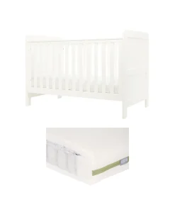 Hampden Cotbed & Premium Pocket Spring Cotbed Mattress Bundle - White