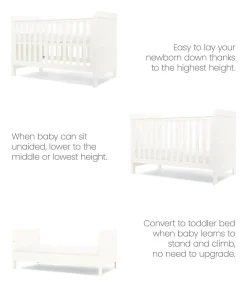 Hampden Cotbed & Premium Pocket Spring Cotbed Mattress Bundle - White