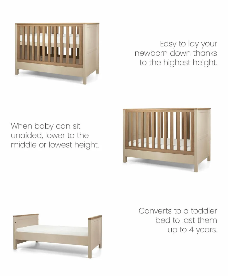 Harwell 3 Piece Convertible Cot Range with Dresser Changer & Wardrobe - Cashmere