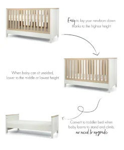 Harwell 2 Piece Cotbed Set with Dresser Changer - White