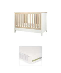 Harwell Convertible Cot Bundle with Premium Pocket Spring Cot Mattress - White/Natural
