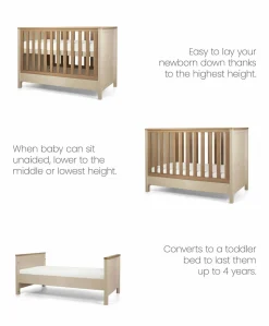 Harwell Convertible Cot Bundle with Essential Airflow Pocket Spring Cot Mattress - Cashmere