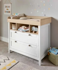 Harwell Nursery Bundle with Lua Bedside Crib (6 Piece) – White