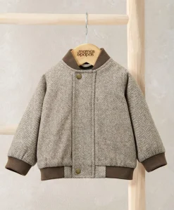Herringbone Bomber Jacket - Oatmeal