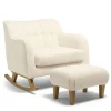 Hilston Cuddle Chair & Footstool Set - Off White Boucle