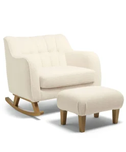 Hilston Cuddle Chair & Footstool Set - Off White Boucle