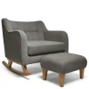 Hilston Cuddle Chair & Footstool Set - Grey Woven