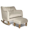 Hilston Cuddle Chair & Footstool Set - Stone Velvet