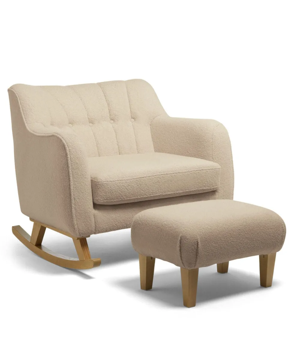 Hilston Cuddle Chair & Footstool Set - Oatmeal Boucle