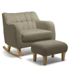 Hilston Cuddle Chair & Footstool Set - Mink Boucle