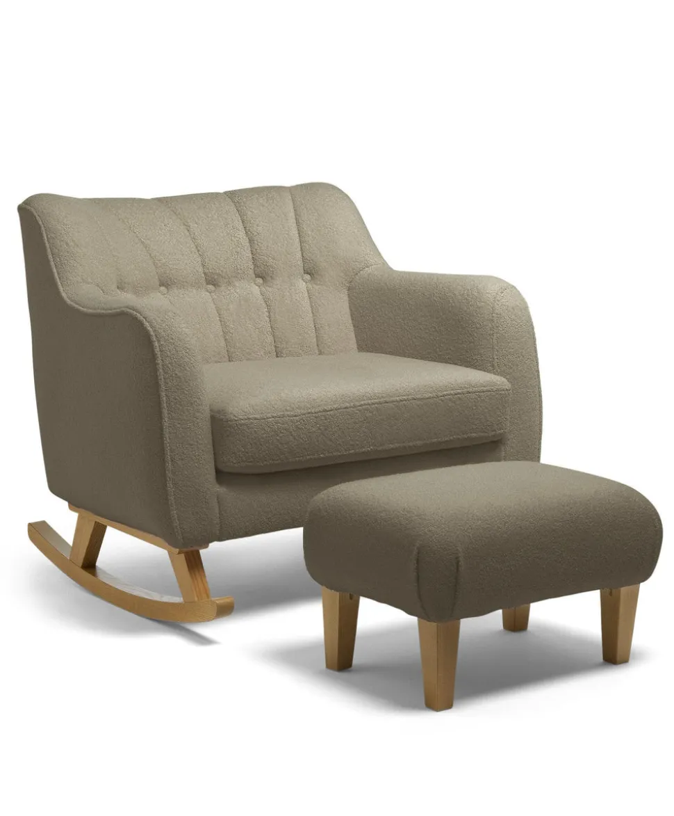 Hilston Cuddle Chair & Footstool Set - Mink Boucle