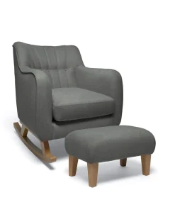 Hilston Nursing Chair & Footsool Set - Grey Woven