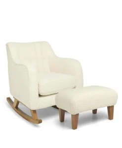 Hilston Nursing Chair & Footsool Set - Oyster Chenille Boucle