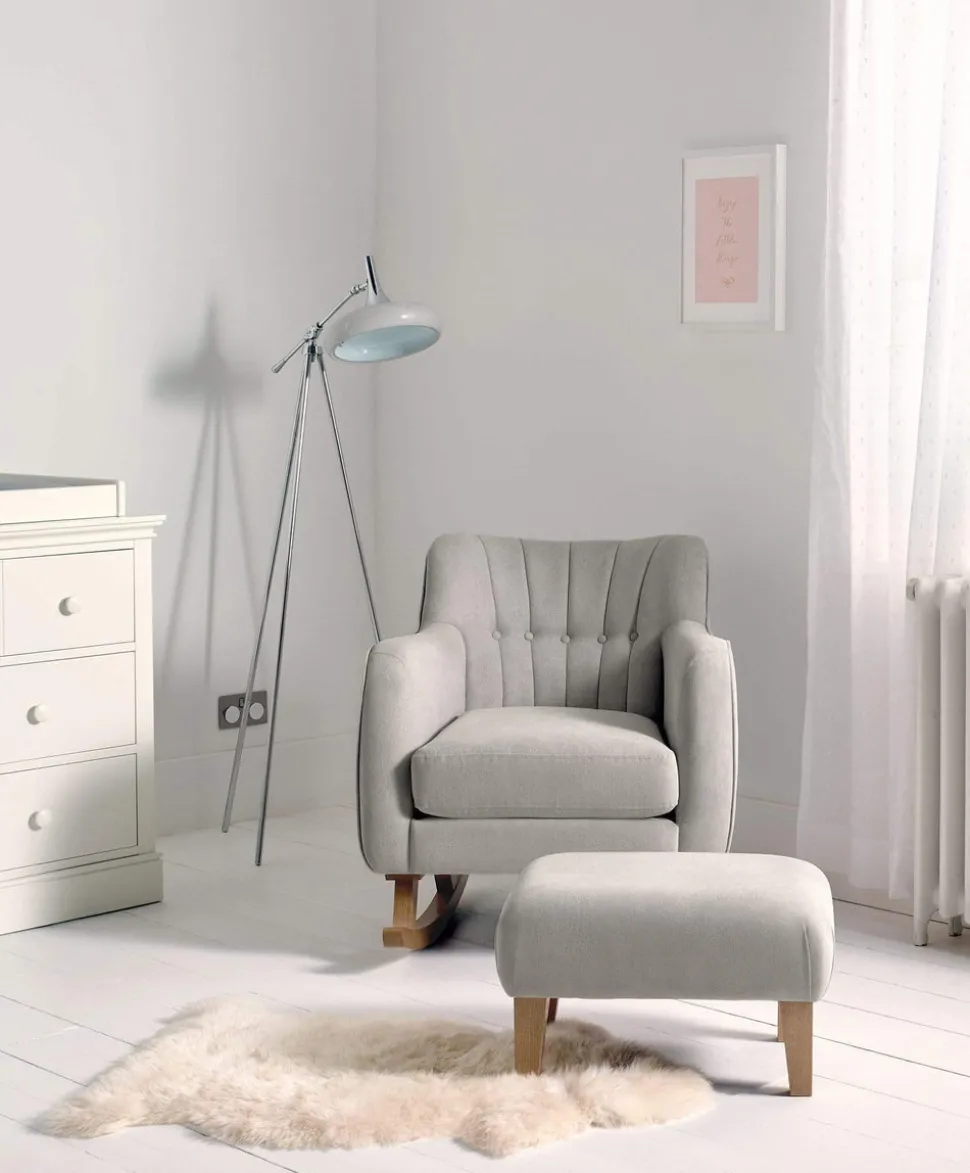 Hilston Nursing Chair & Footsool Set - Silver Woven