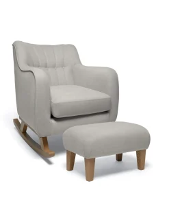 Hilston Nursing Chair & Footsool Set - Silver Woven