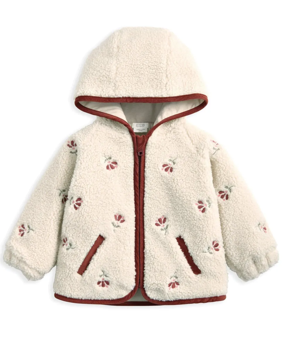 Hooded Borg Jacket - Cream