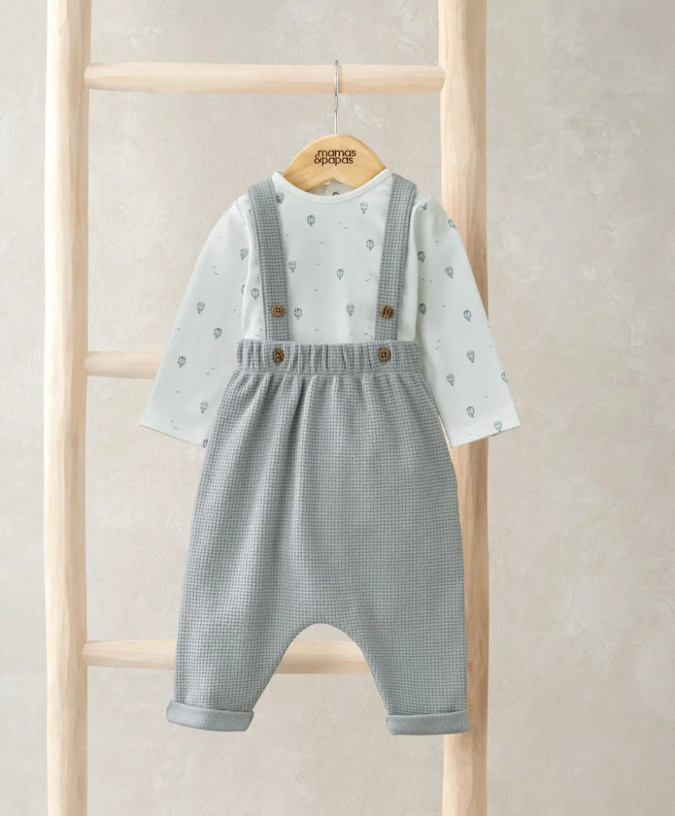 Hot Air Balloon Print Bodysuit & Dungaree Set