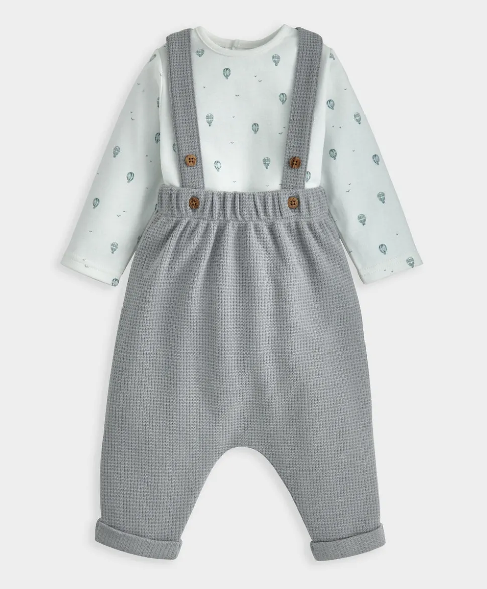 Hot Air Balloon Print Bodysuit & Dungaree Set