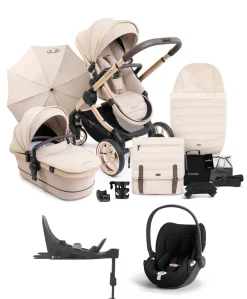iCandy Peach 7 Complete Pushchair Bundle with Cybex Cloud T Car Seat - Biscotti