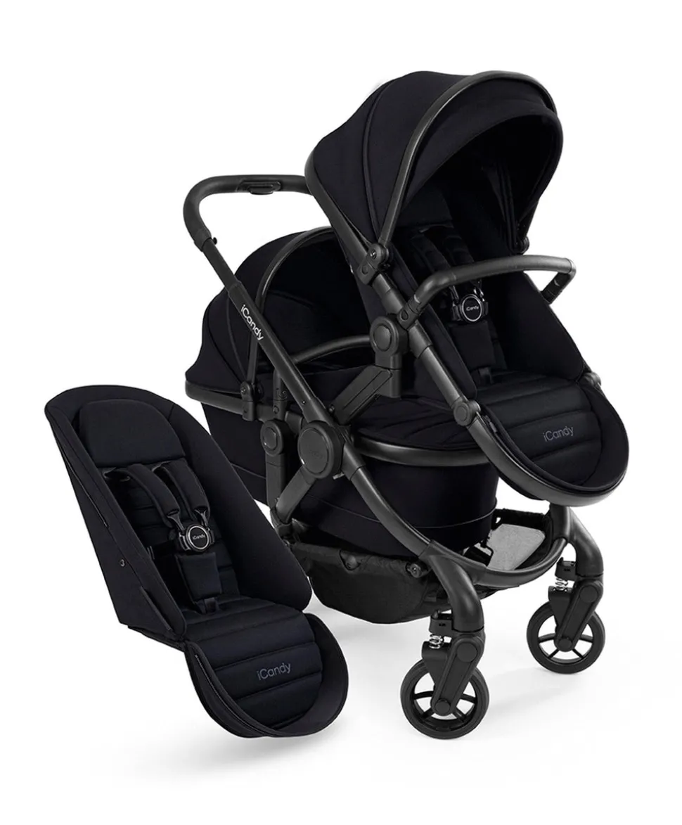 iCandy Peach 7 Double Pushchair Bundle - Black