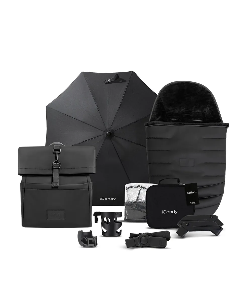 iCandy Peach 7 STUDIO Complete Bundle and Cybex Cloud T i-Size Rotating Car Seat & Base - Black