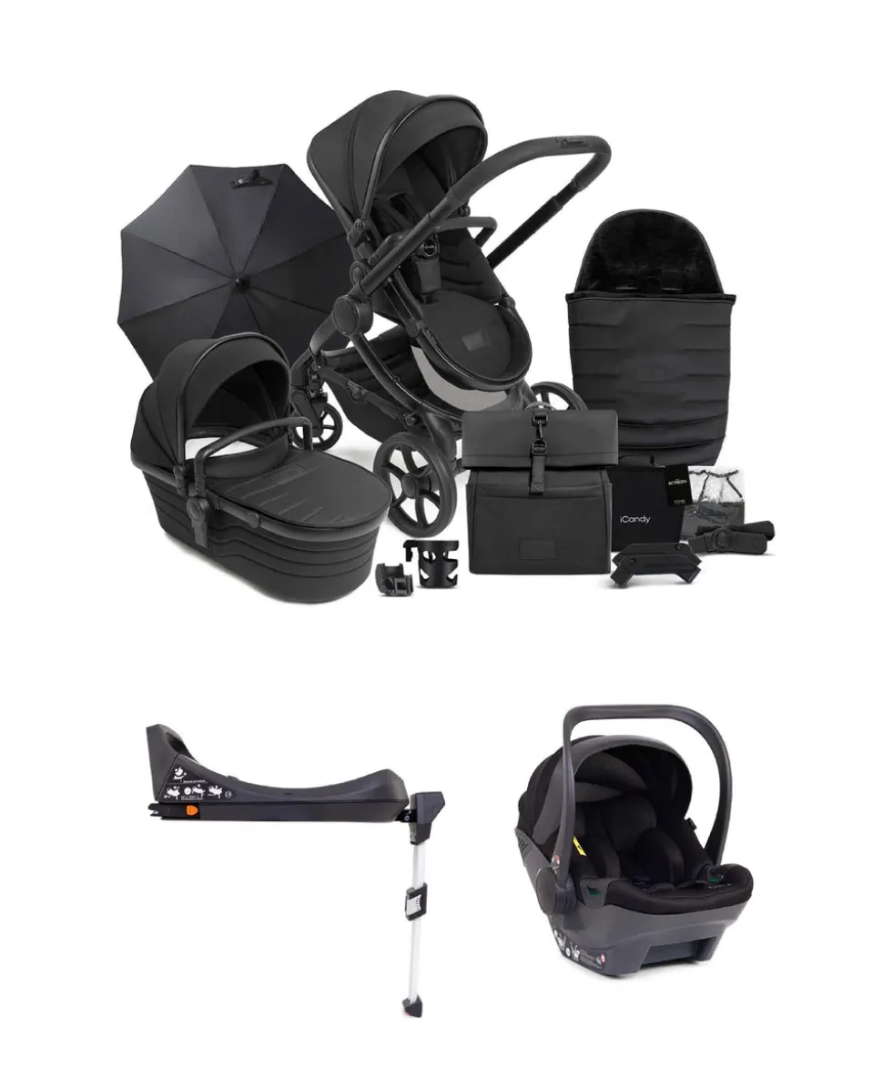 iCandy Peach 7 STUDIO Complete Bundle and Cocoon Car Seat & Base - Black